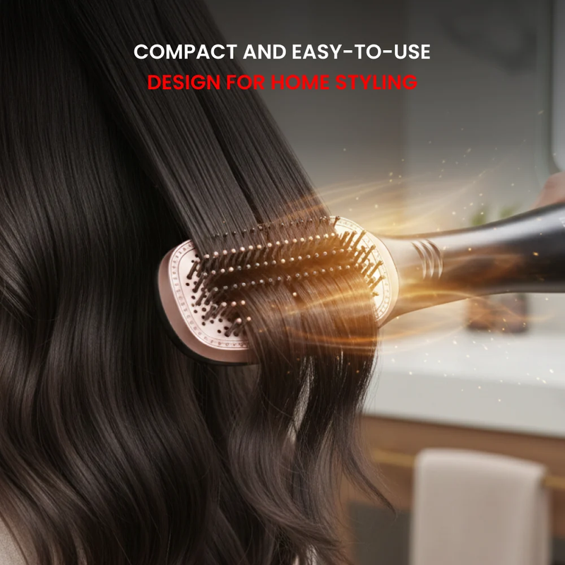 Ogera Hot Air Hair Straightening Brush Fast & Smooth Styling Ergonomic Design Suitable for All Hair OG2420HB Black