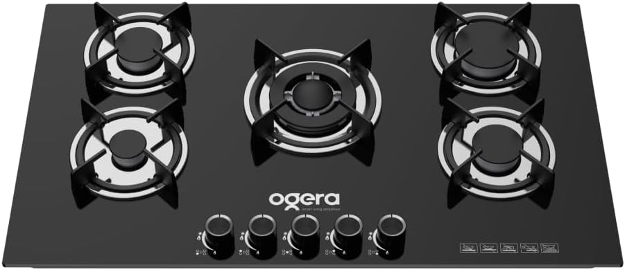 Ogera 5-in-1 Built-In Gas Hob OG3021GC | 5 Burner Auto Ignition Gas Stove