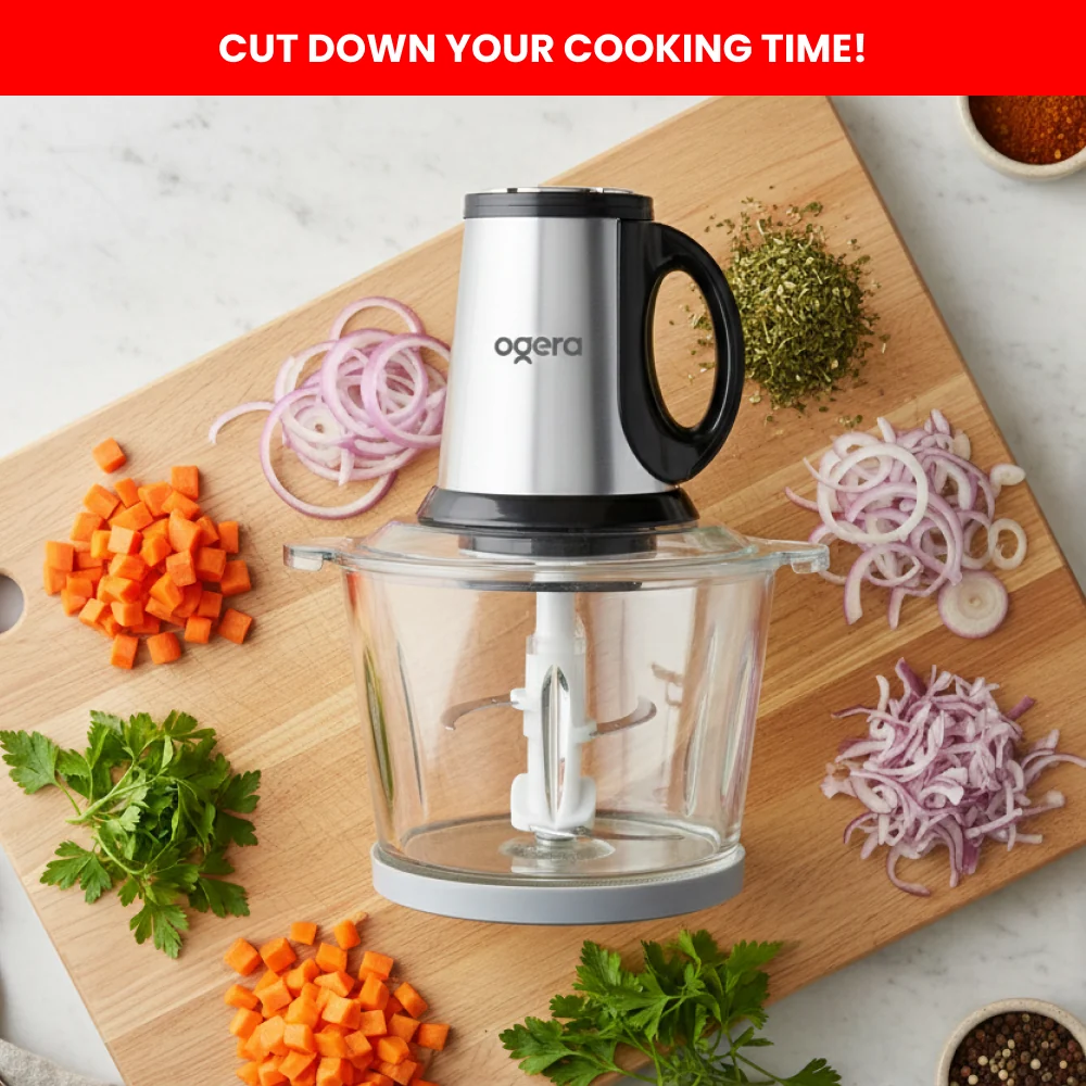 Ogera OG4001FC Electric Food Chopper 2 in 1 with Glass Bowl 3L 650W