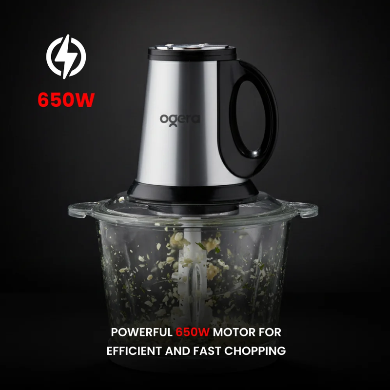 Ogera OG4001FC Electric Food Chopper 2 in 1 with Glass Bowl 3L 650W