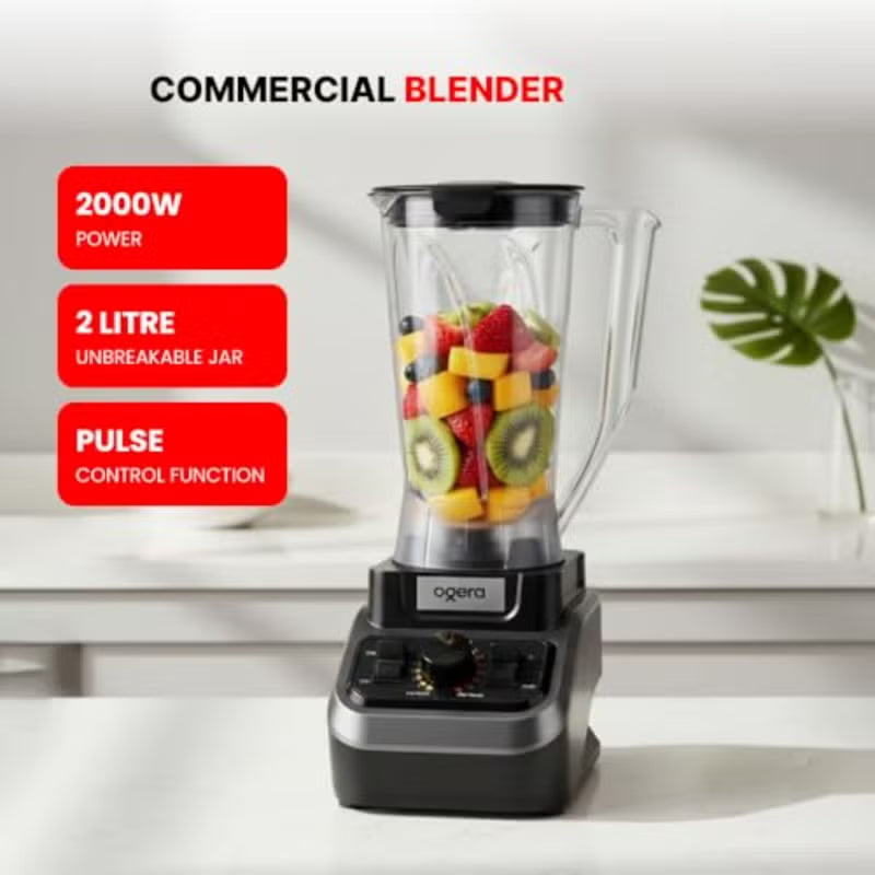 Ogera OG500CBR Commercial Blender 2000W with 2L Unbreakable Jar Stepless Speed Regulation