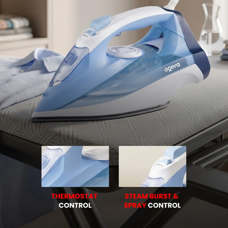 Ogera Steam Iron 2200W Ceramic Soleplate Anti-Drip Function Smart Auto Shut-Off  OG51SI