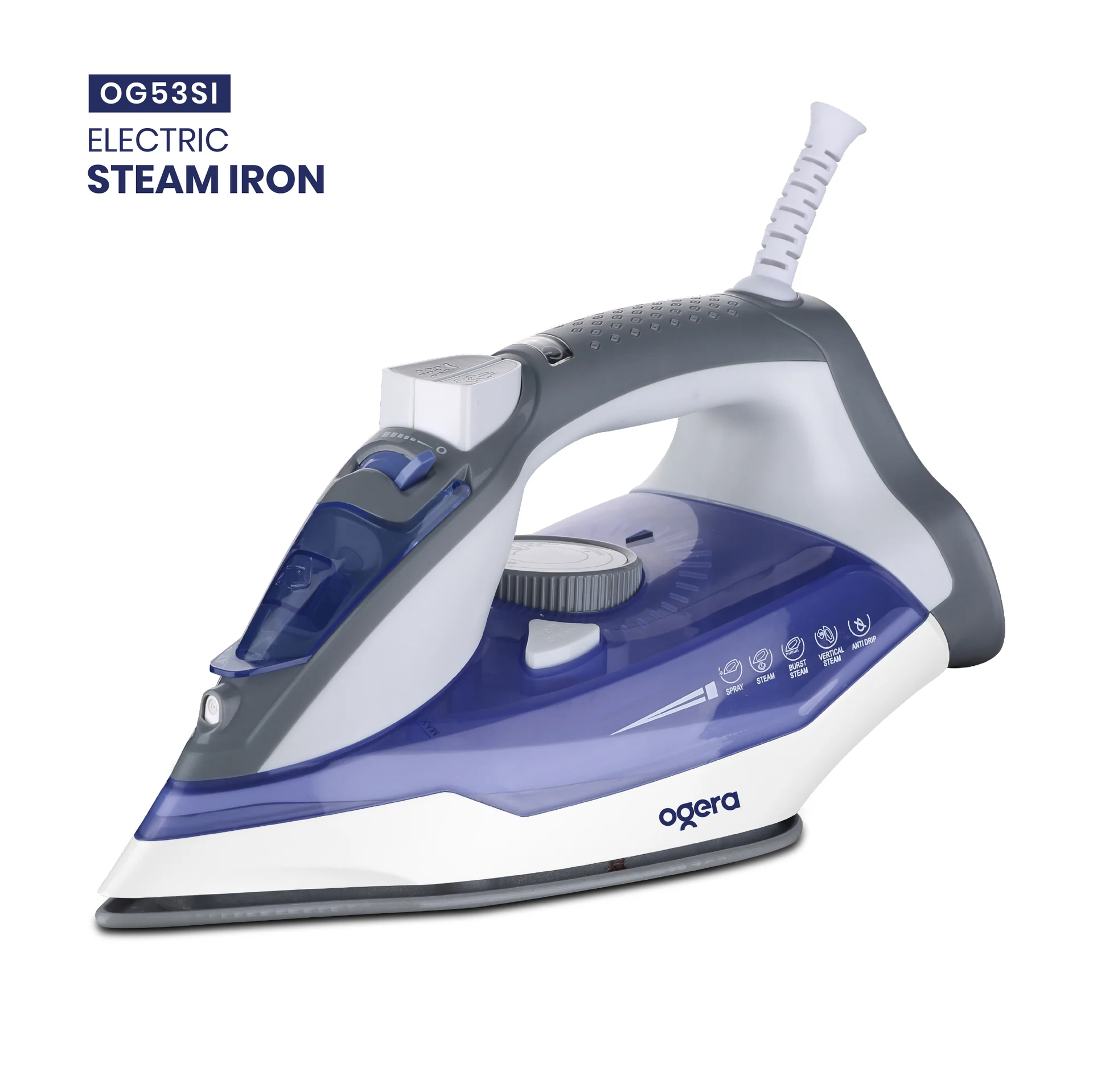 Ogera Steam Iron 2200W Ceramic Soleplate Anti-Drip Function OG53SI