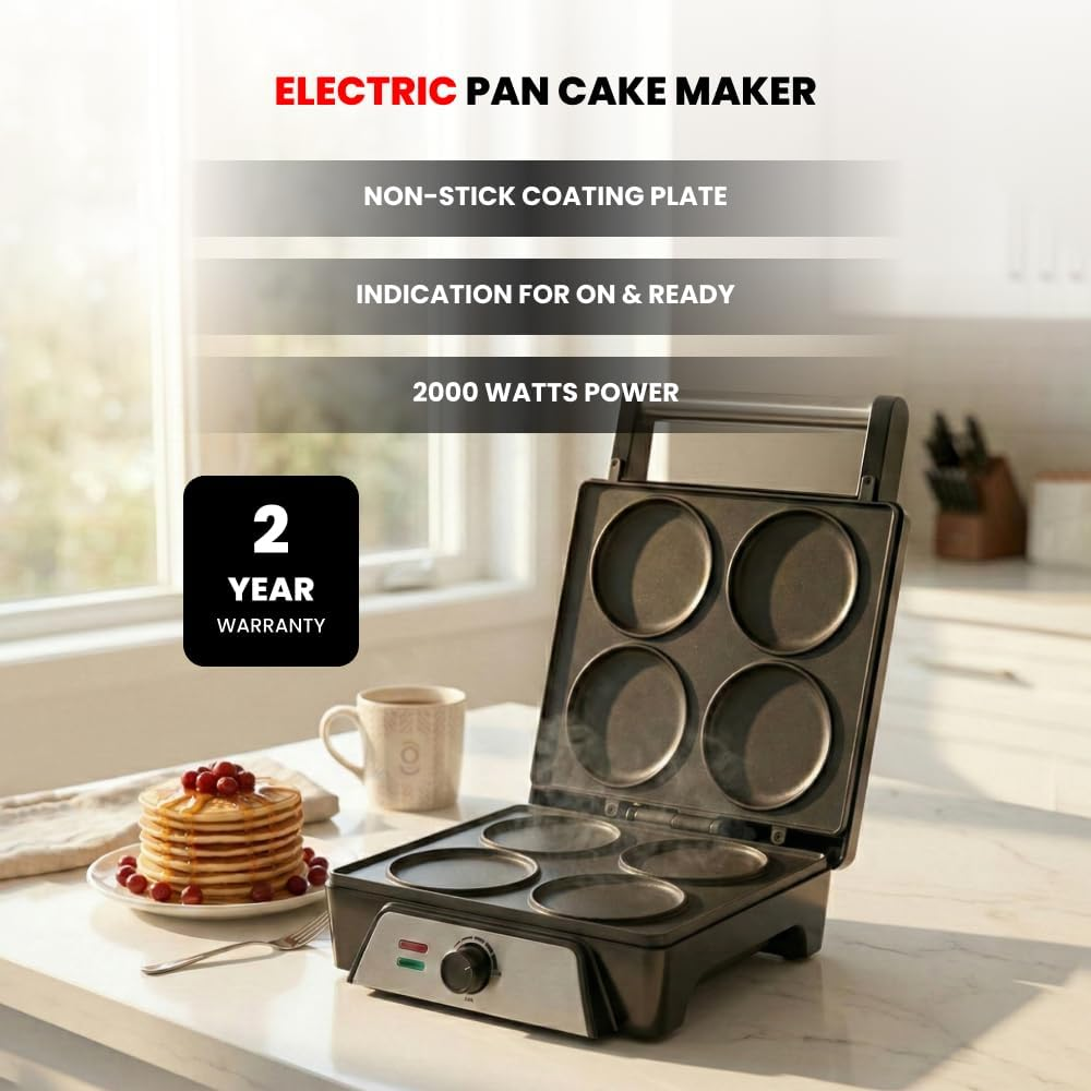 Ogera Electric Corn Pancake Maker 2000W Non‑Stick Round Plate Snack Maker OG1302GT