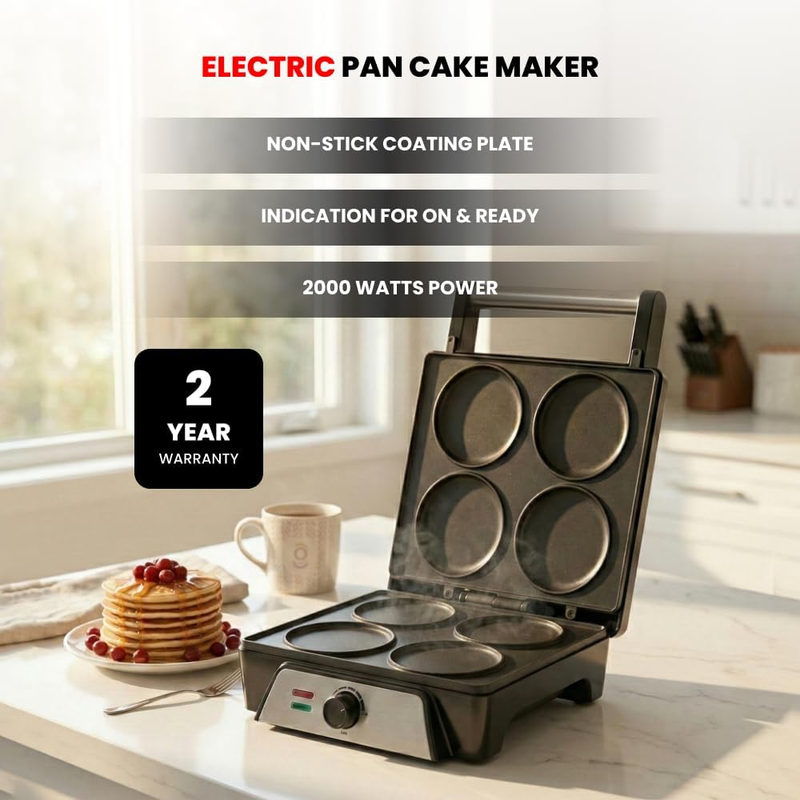 Ogera Electric Corn Pancake Maker 2000W Non‑Stick Round Plate Snack Maker OG1302GT