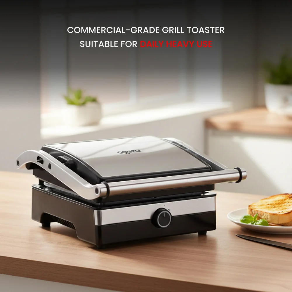 Ogera Commercial Grill Toaster 2000W Clamshell Press with Non-Stick Grill Plates OG1300GT