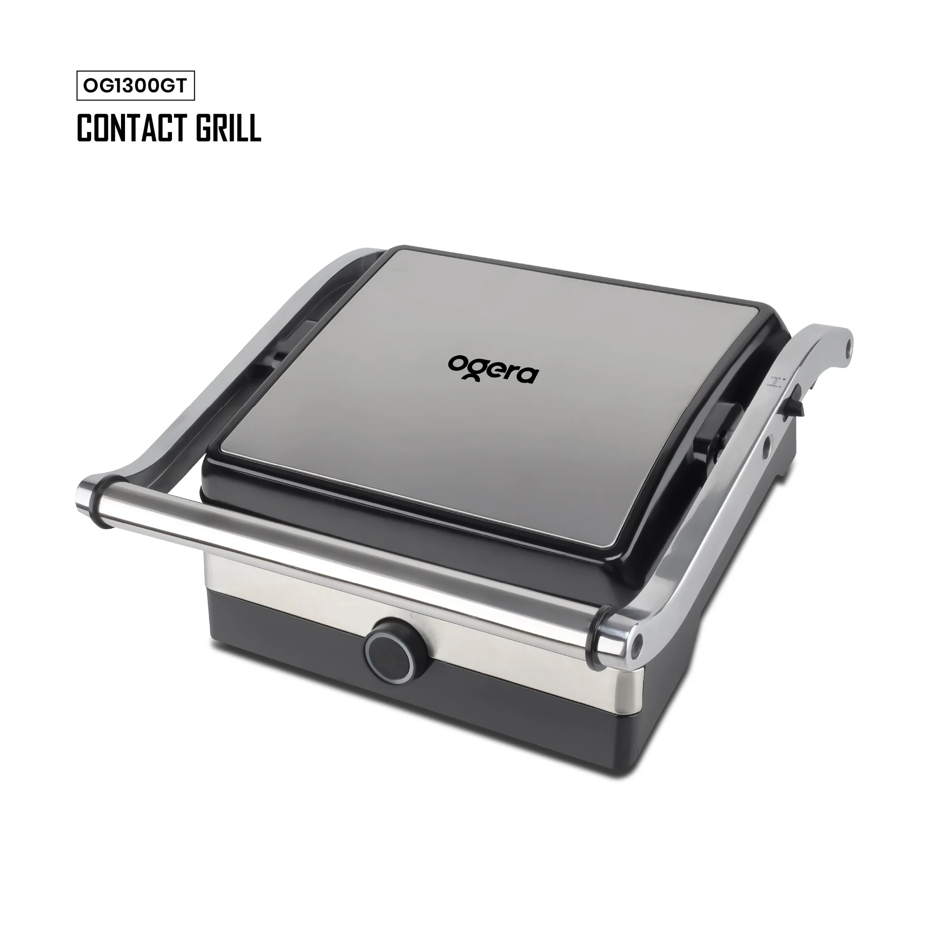 Ogera Commercial Grill Toaster 2000W Clamshell Press with Non-Stick Grill Plates OG1300GT