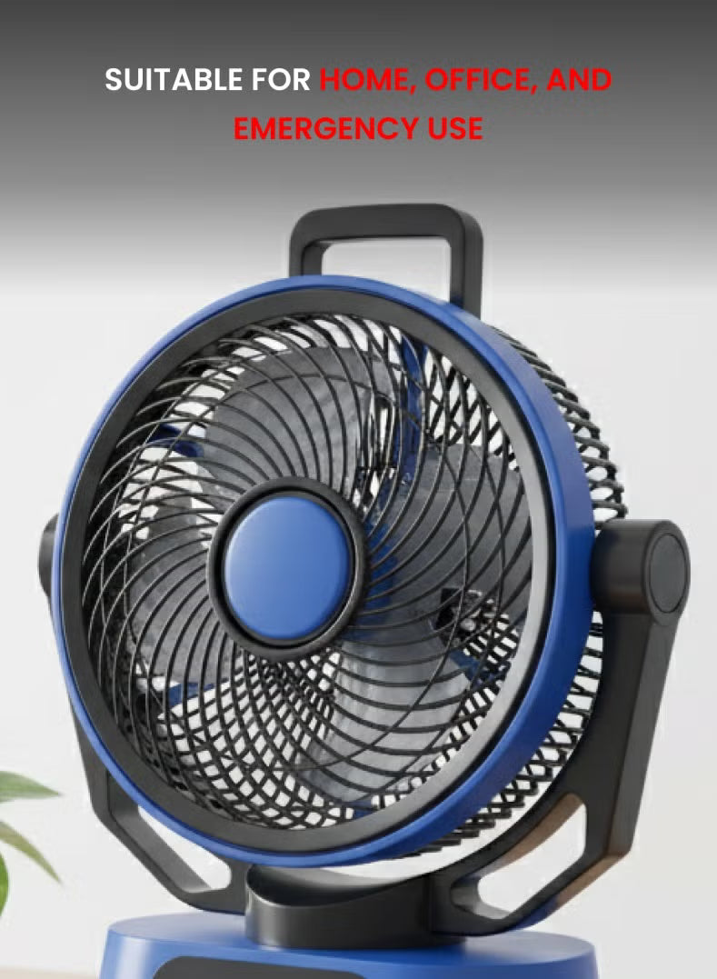 Ogera Rechargeable Table Fan 12 Inch 9 Speed 1650 RPM 100% Copper Motor LED Night Light 5V Power OG1900RFN