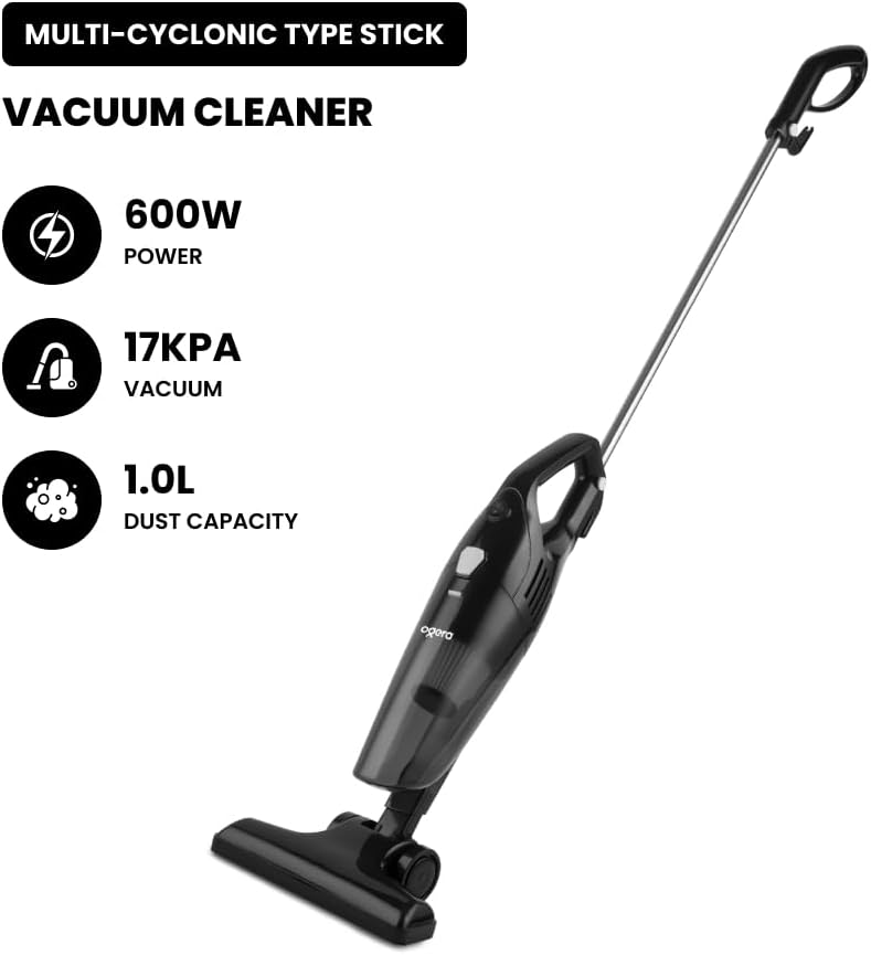 Ogera OG701SV HEPA Cyclonic Stick Vacuum Cleaner 2-in-1 Lightweight Corded Handheld Vacuum