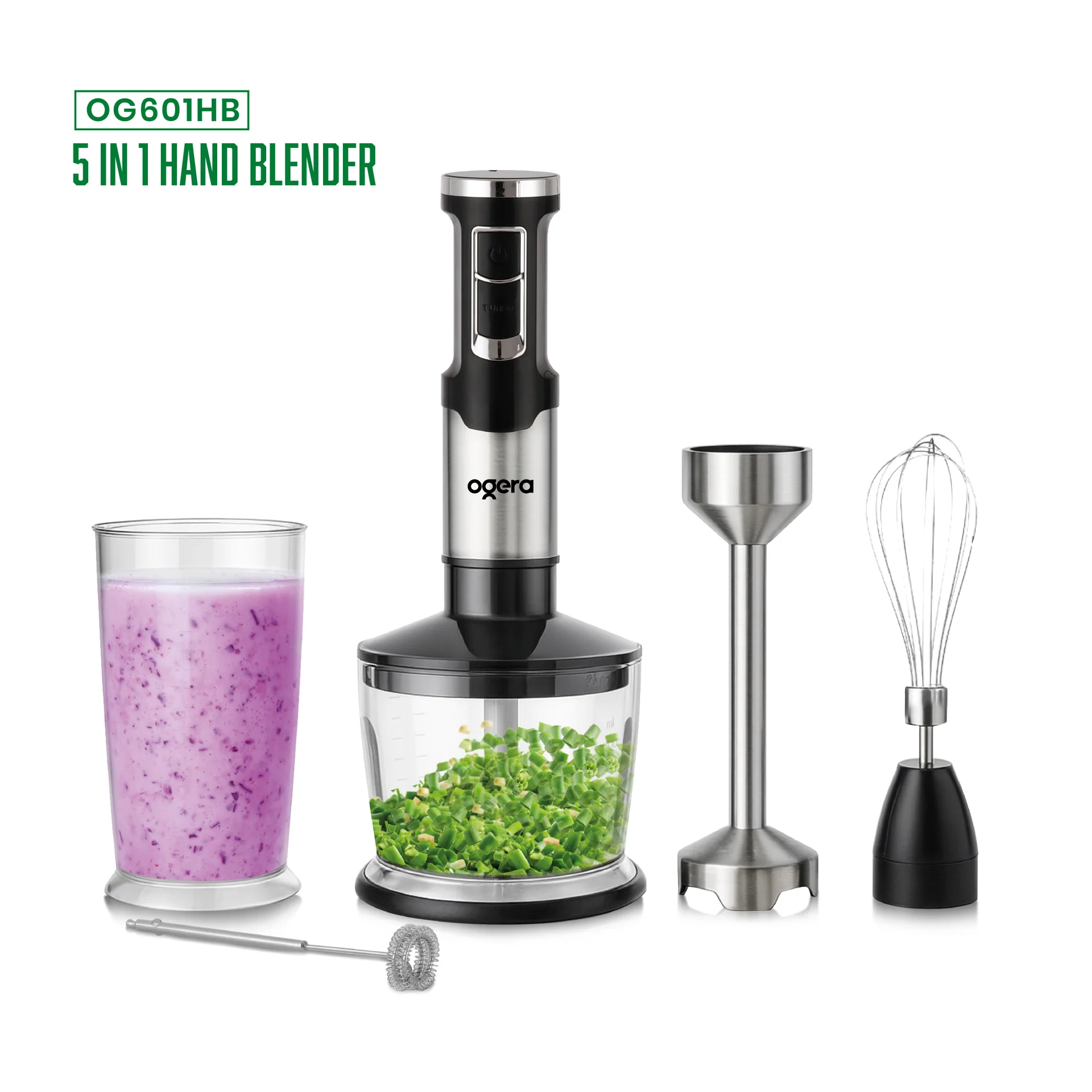 Ogera 5‑in‑1 Hand Blender Set 500W | 100% Copper Motor OG601HB