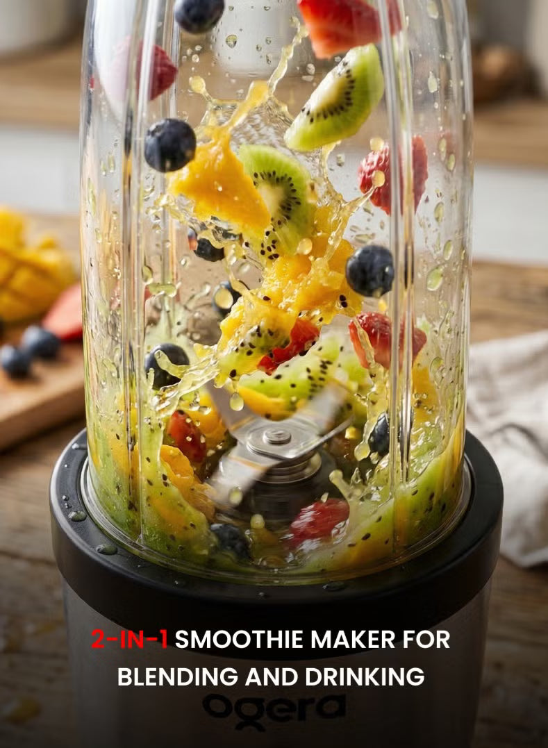 Ogera 2‑in‑1 Smoothie Maker 500W Portable Blender with Bottle Personal Juicer for Smoothies & Shakes OG150SB