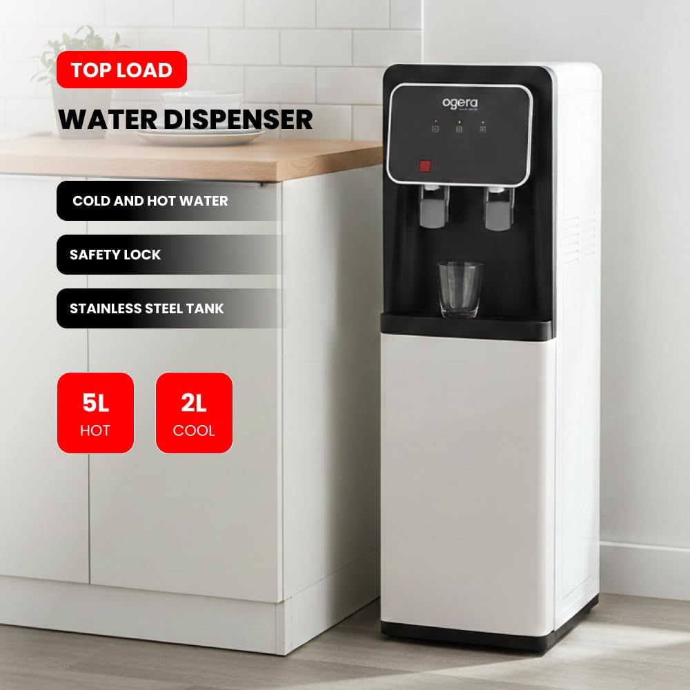 Ogera Top Load Water Dispenser Hot & Cold Water R134a 5L Heating 2L Cooling 640W Power OG1702WD