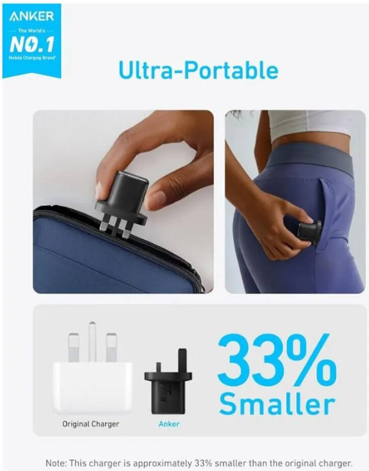 Anker 25W Charger with USB C to USB C Cable  (Black)