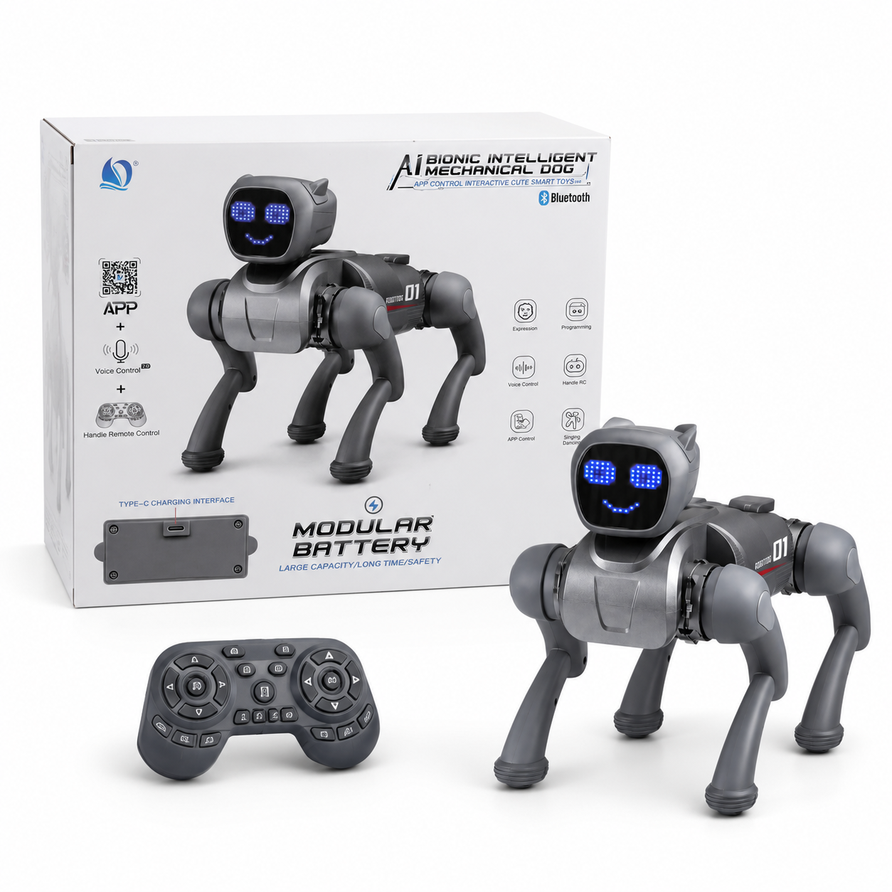 CRONY AI Smart Robot Dog with App Control, Voice Commands, Programmable Actions & Interactive LED Face
