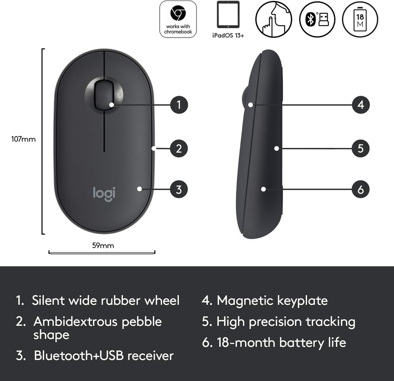 Logitech Pebble M350 Wireless Mouse Black