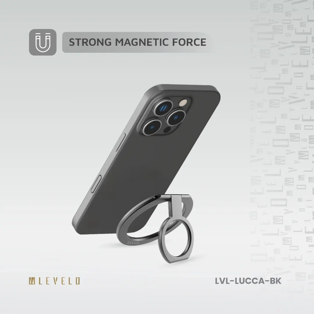 Levelo Lucca Magsafe Phone Ring Holder - Desert Titanium (Matte Black)