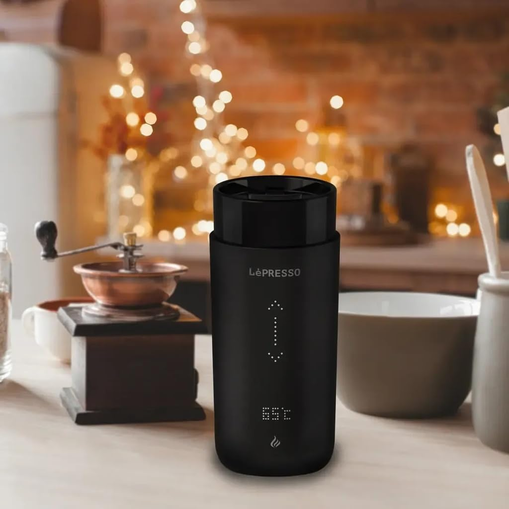 LePresso Smart Travel Heated Mug 12oz with Wireless Charging Pad