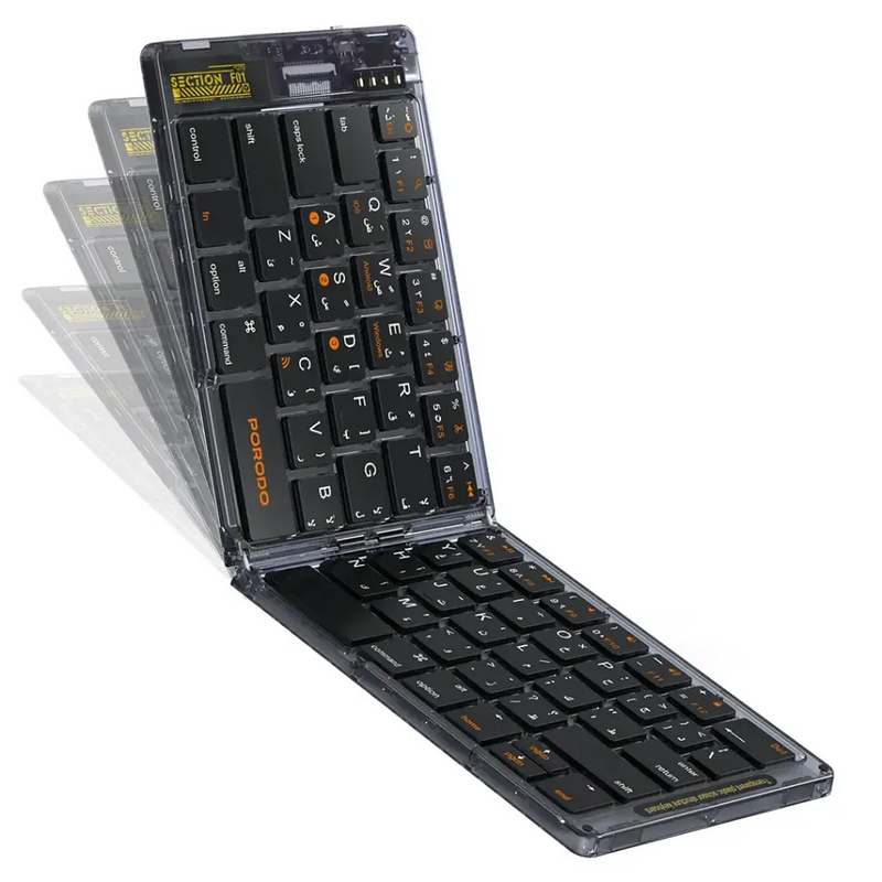 Porodo Crystal Shell Transparent Bluetooth Folding Keyboard