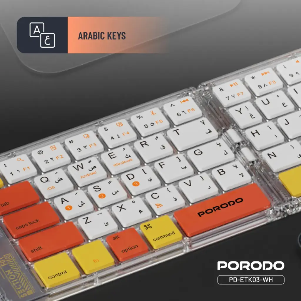 Porodo Crystal Shell Transparent Bluetooth Folding Keyboard