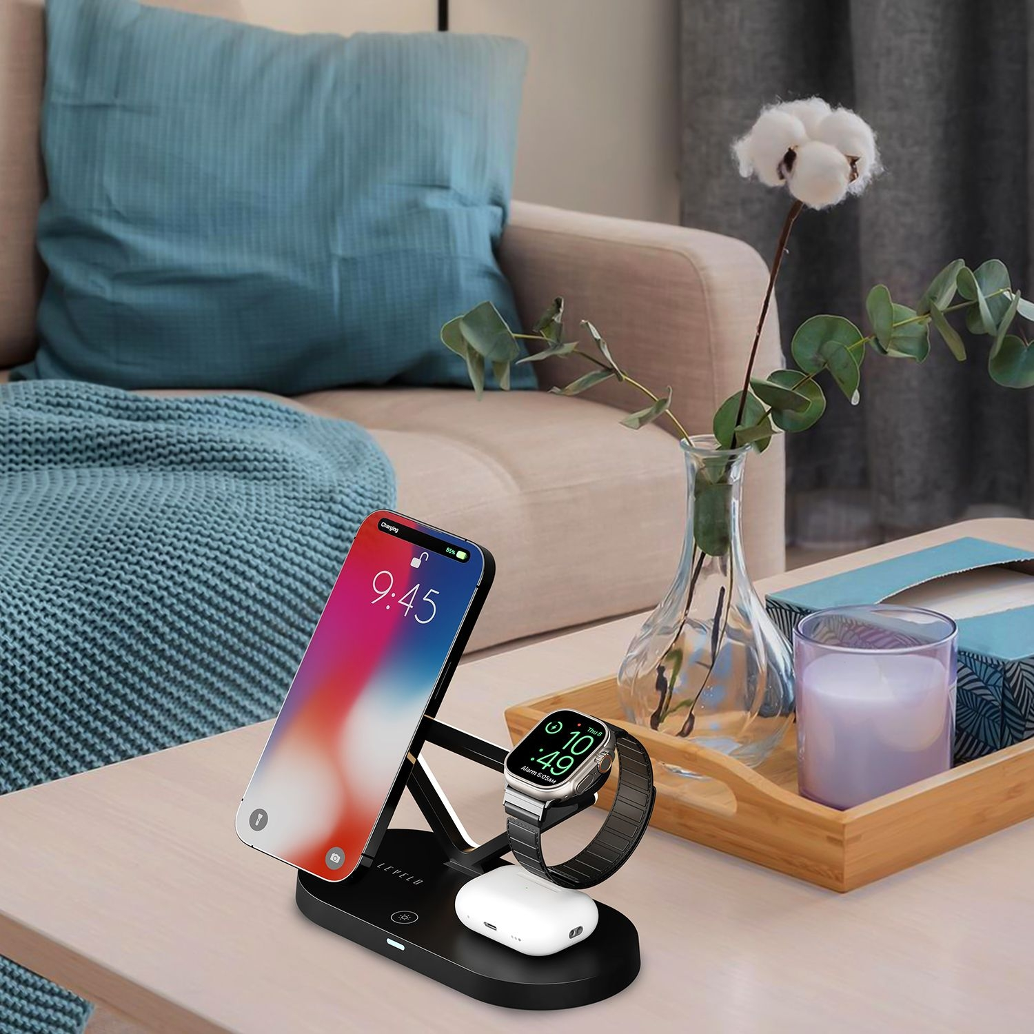 Levelo Premio 5 in 1 Magsafe Wireless Charging Station 15W - Black