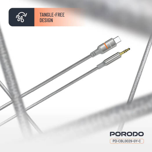 Porodo USB2.0 Type-C to 3.5mm Braided Audio Cable 1.2M