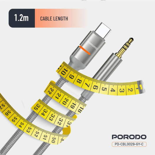 Porodo USB2.0 Type-C to 3.5mm Braided Audio Cable 1.2M
