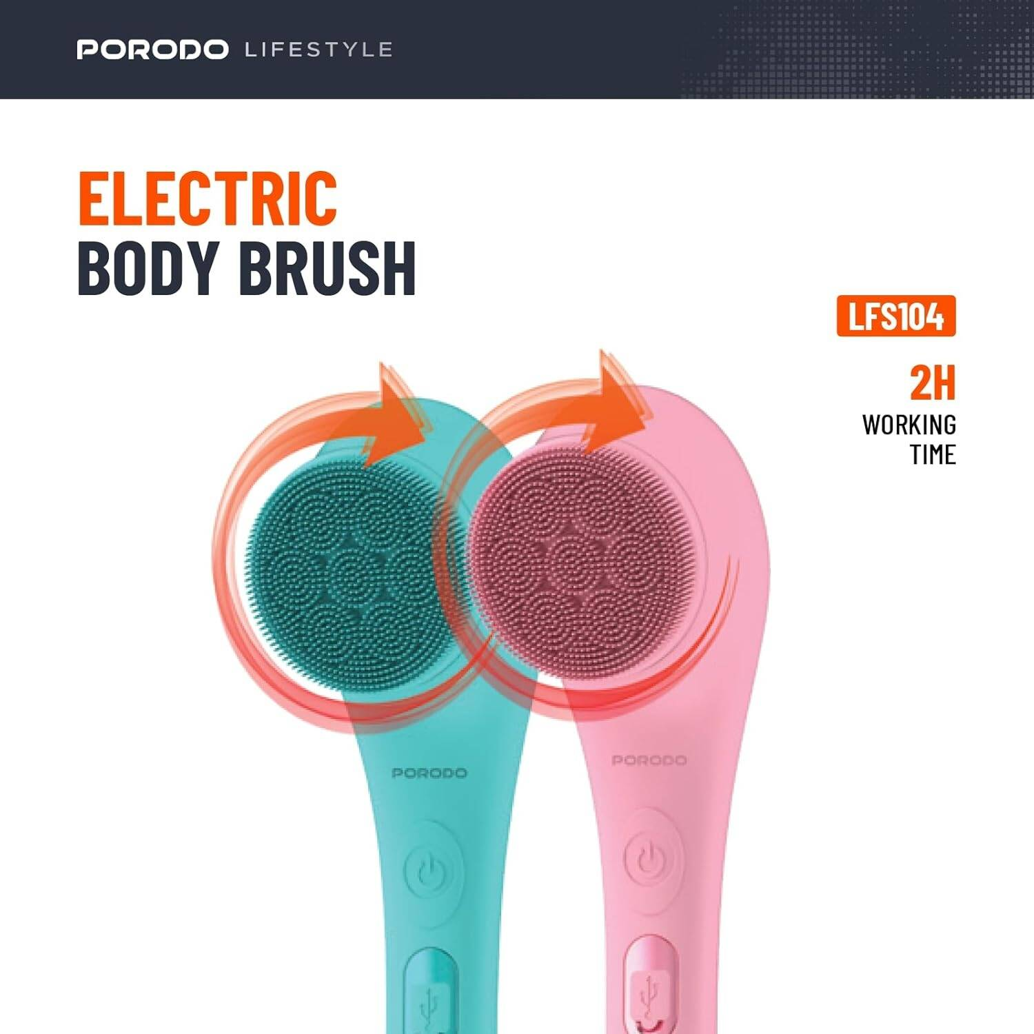 Porodo Lifestyle 4 -in-1 Electric Body Brush