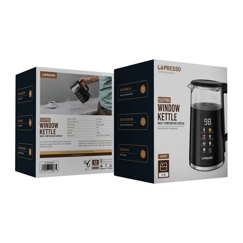 LePresso 2200W 1.7L Electric Kettle with Auto Shut-Off & Digital Display - Black