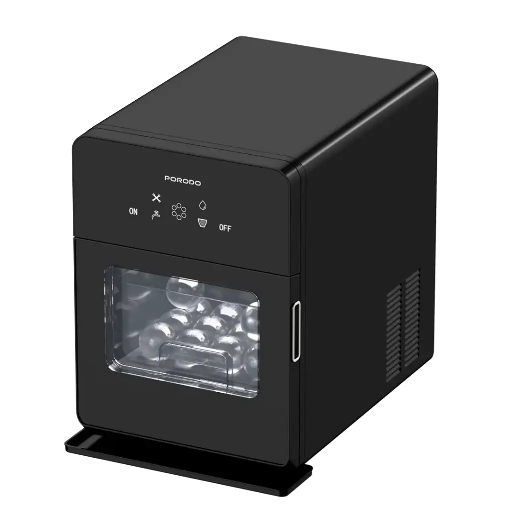 Porodo Lifestyle SPHERE-SHAPED 260W Dual Sphere Ice Maker 1.6L with LCD Touch Display - Black