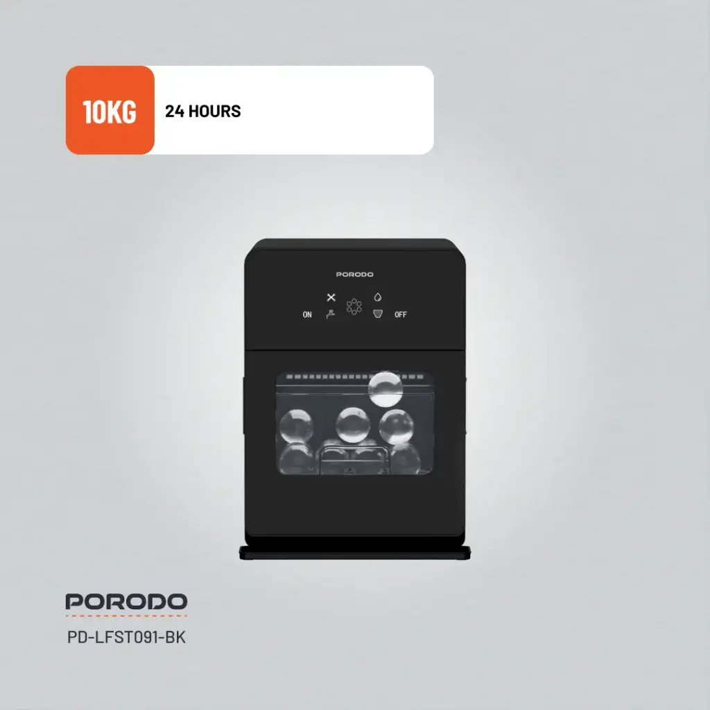 Porodo Lifestyle SPHERE-SHAPED 260W Dual Sphere Ice Maker 1.6L with LCD Touch Display - Black