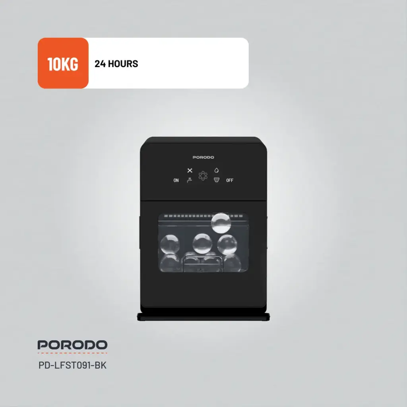 Porodo Lifestyle SPHERE-SHAPED 260W Dual Sphere Ice Maker 1.6L with LCD Touch Display - Black