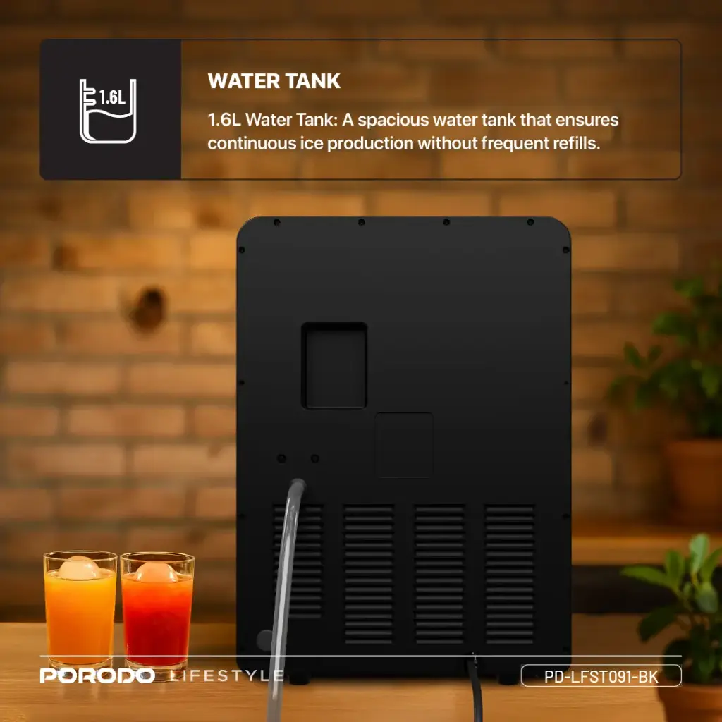 Porodo Lifestyle SPHERE-SHAPED 260W Dual Sphere Ice Maker 1.6L with LCD Touch Display - Black