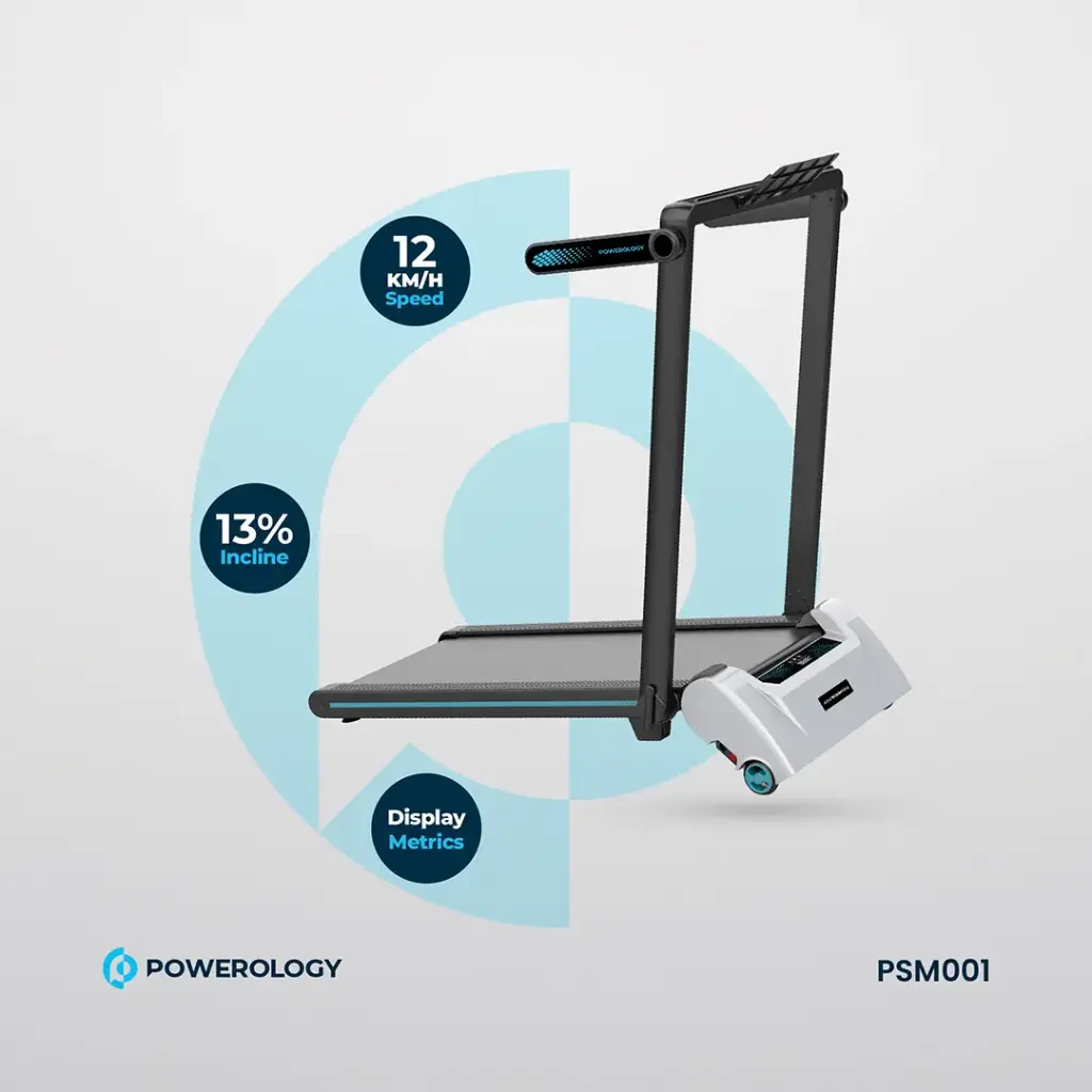 Powerology Incline Treadmill with 5-Level Electric Incline and Handrail