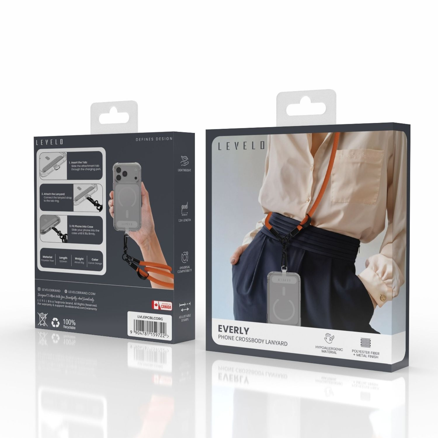 Levelo Everly Phone Crossbody Lanyard  LVLEPCBLCORG
