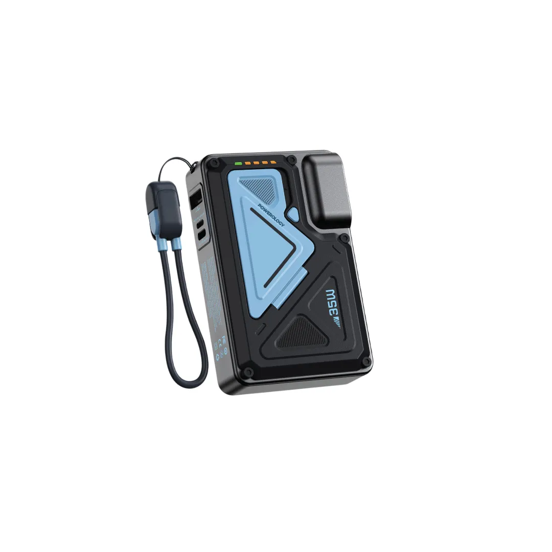 Powerology 10000mAh MagSafe Wireless Power Bank with Type-C & Lightning Cable Adapter