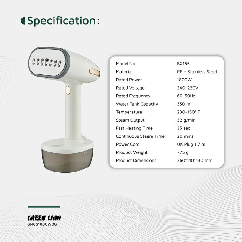 Green Lion Garment Steamer 1800W - Beige
