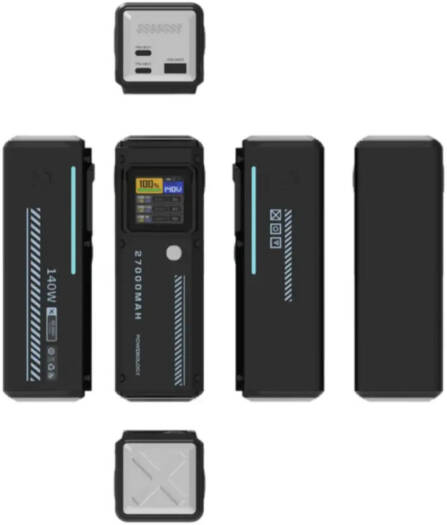 Powerology 140W Dual Channel Smart Battery Display Power Bank with Colorful LED 27000mAh