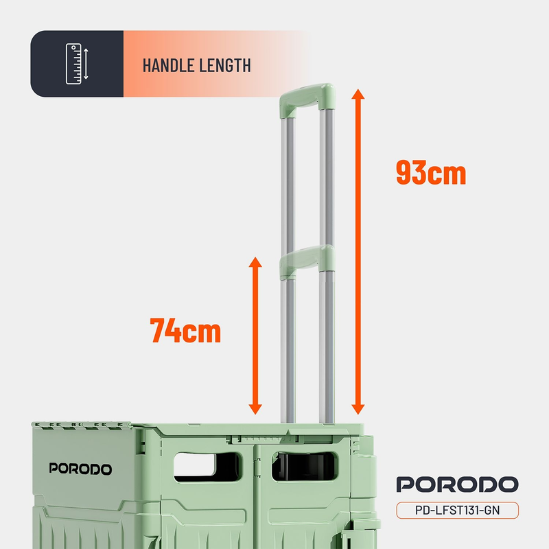 Porodo Lifestyle Collapsible 75L Magnetic Slide Cover Foldable Camping Trolley with Widening Lev