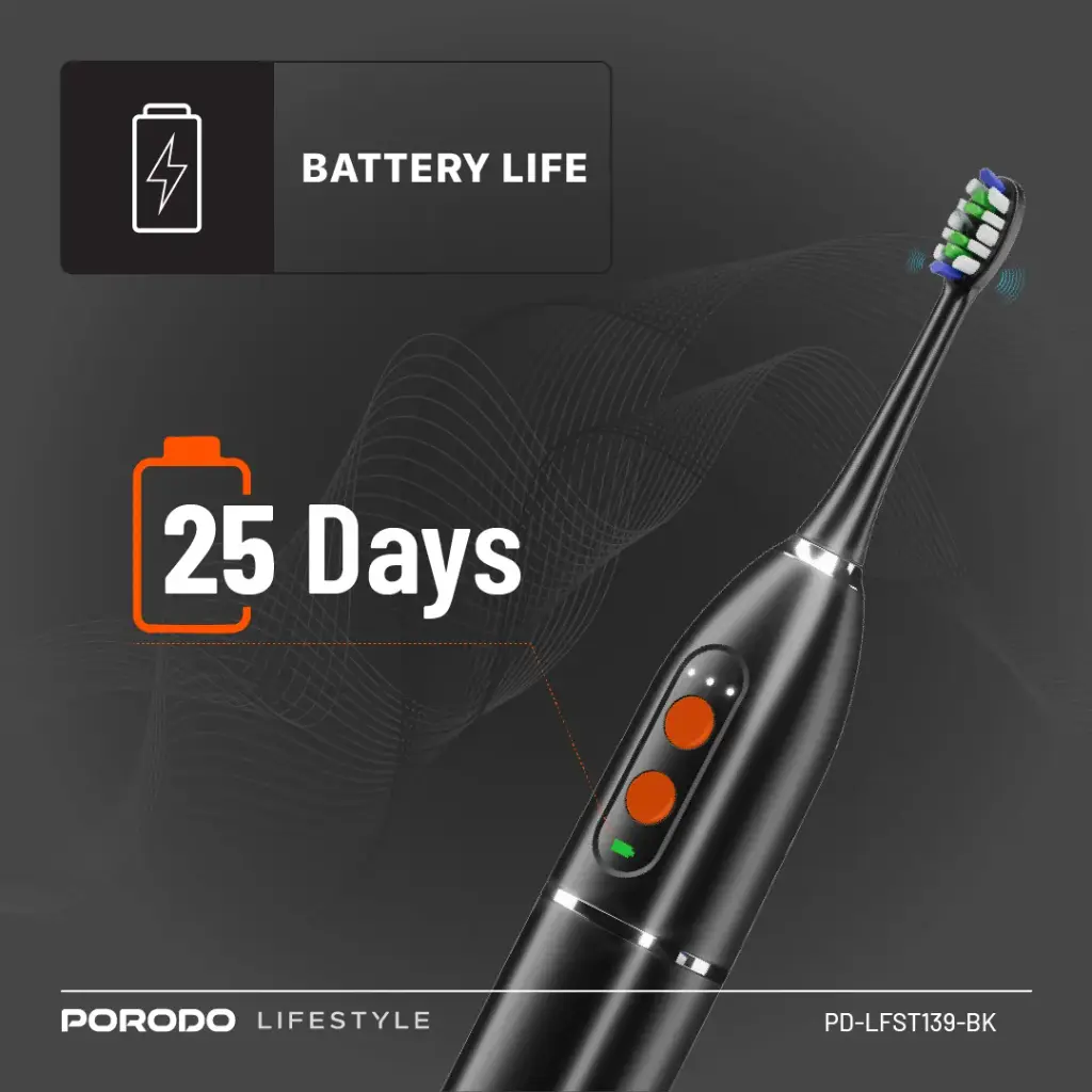 Porodo Floss & Sonic 1000mAh IPX7 Electric Toothbrush