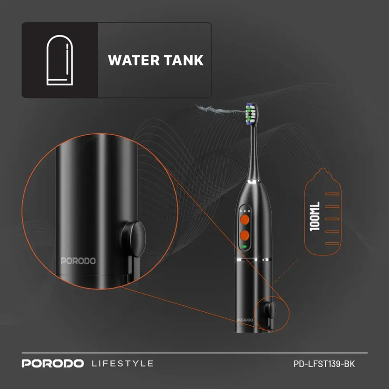 Porodo Floss & Sonic 1000mAh IPX7 Electric Toothbrush