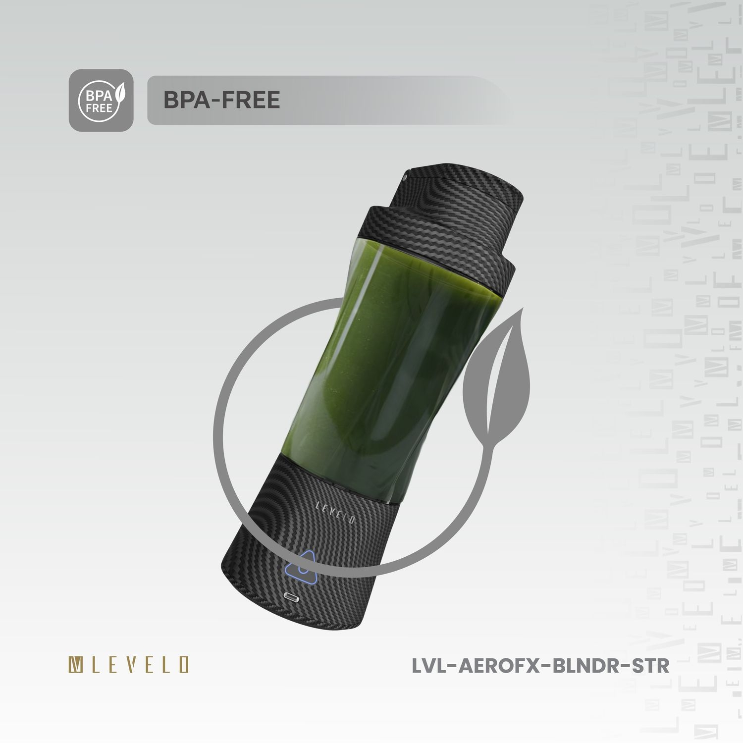 Levelo AeroFlex 6 Blades Portable 6000mAh Carbon Fiber Blender - Smoky Transp arent