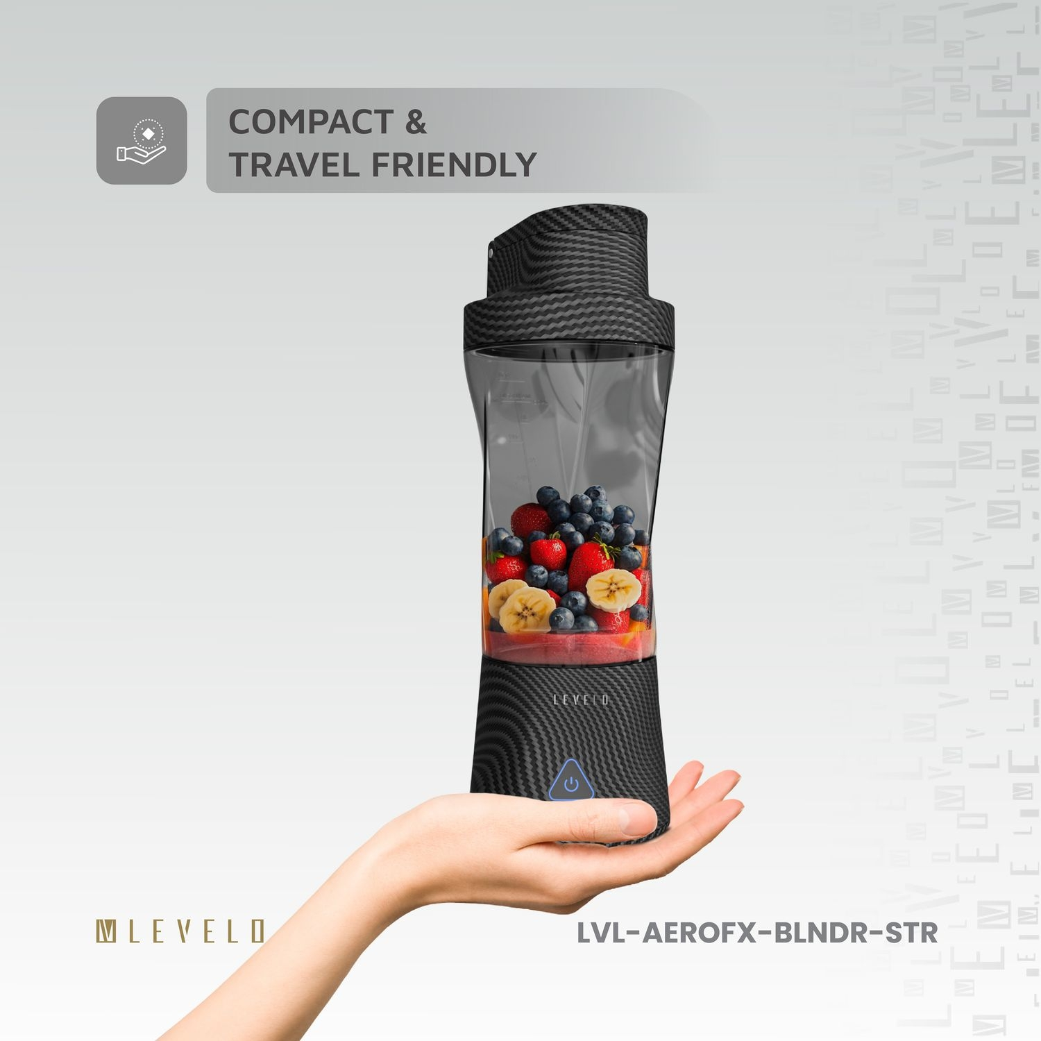 Levelo AeroFlex 6 Blades Portable 6000mAh Carbon Fiber Blender - Smoky Transp arent
