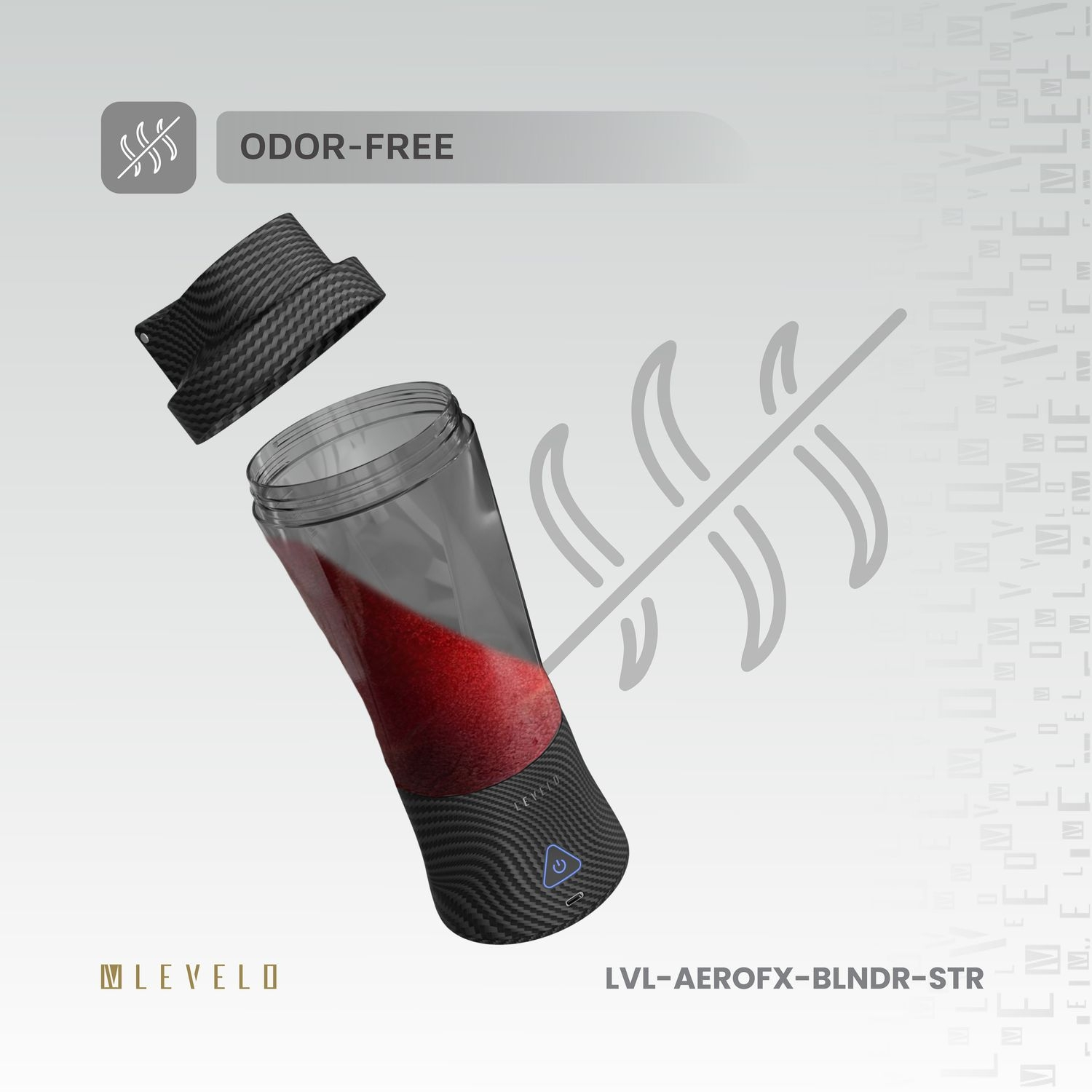Levelo AeroFlex 6 Blades Portable 6000mAh Carbon Fiber Blender - Smoky Transp arent