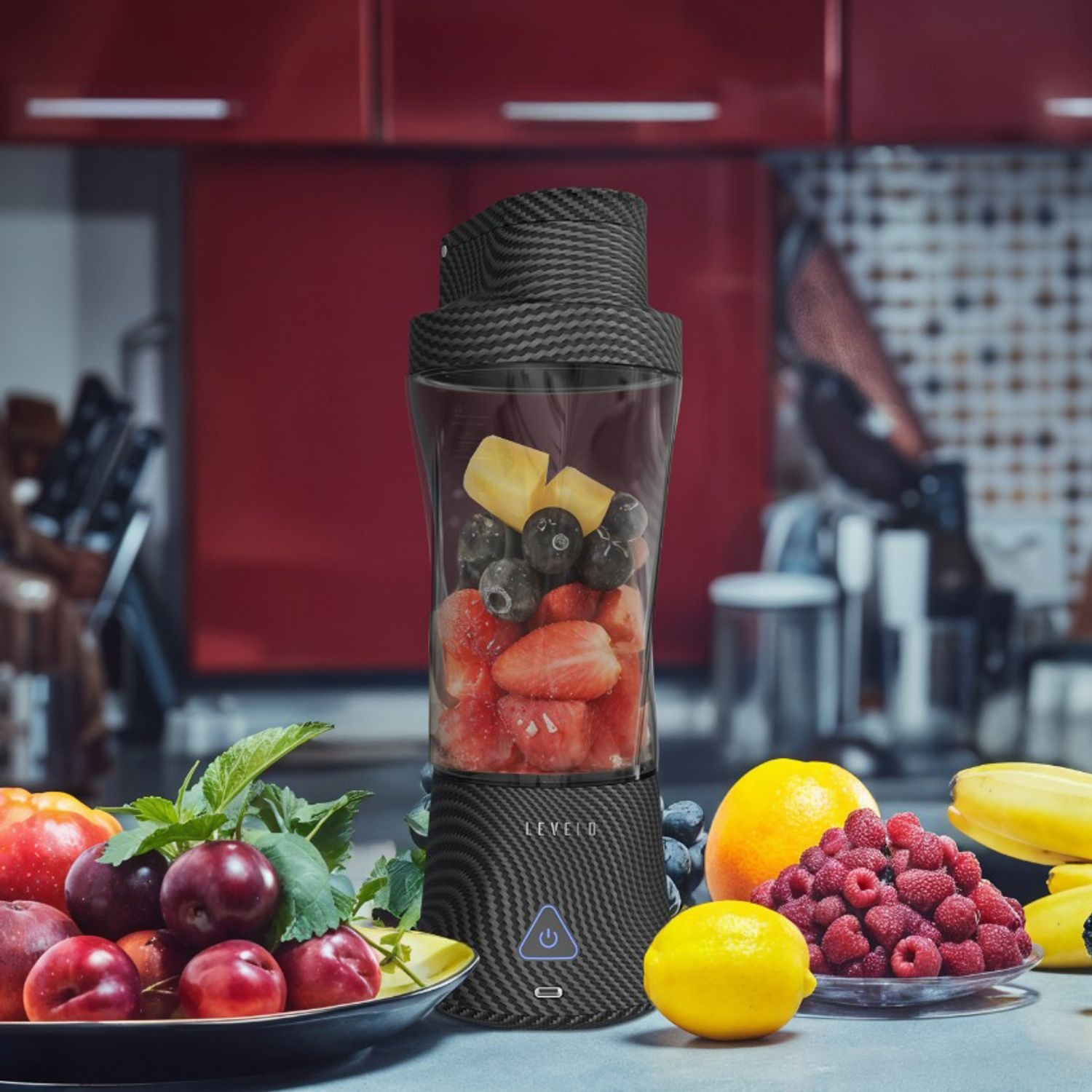 Levelo AeroFlex 6 Blades Portable 6000mAh Carbon Fiber Blender - Smoky Transp arent