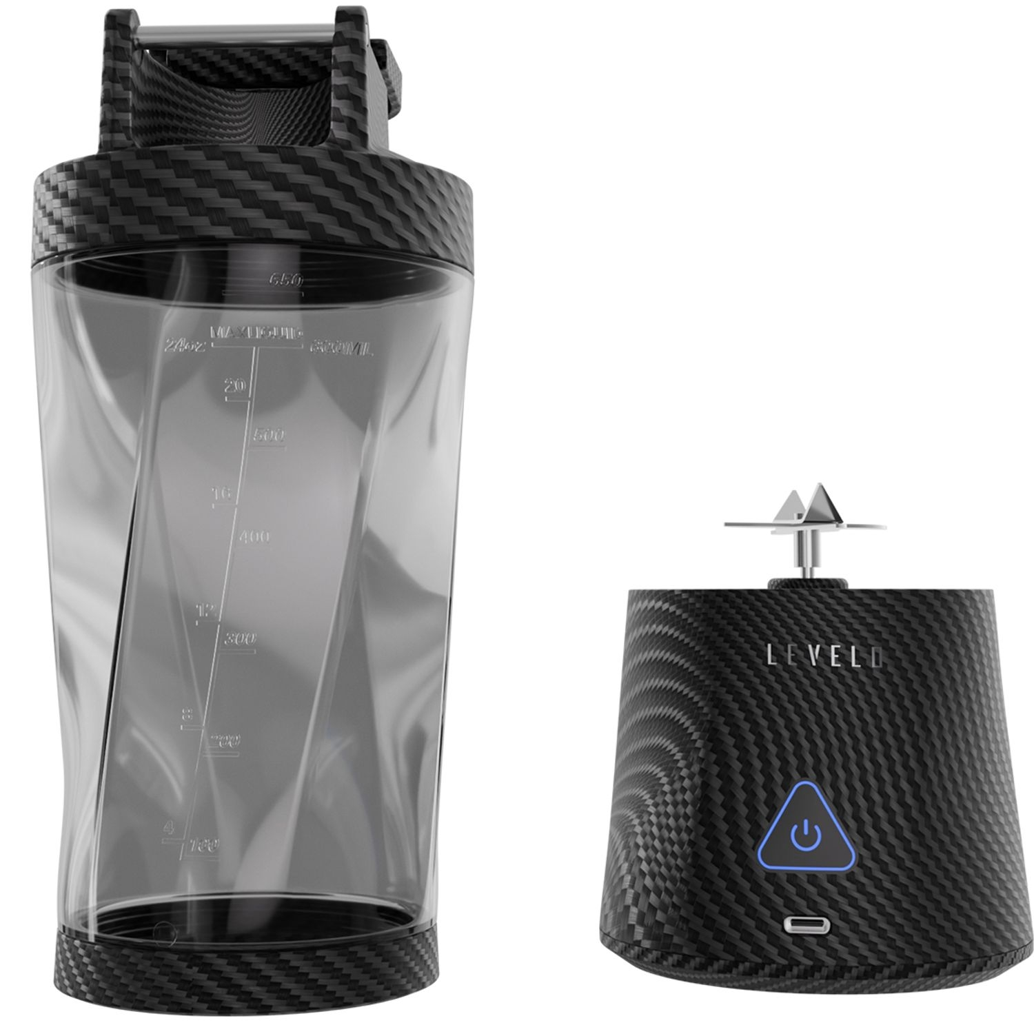 Levelo AeroFlex 6 Blades Portable 6000mAh Carbon Fiber Blender - Smoky Transp arent