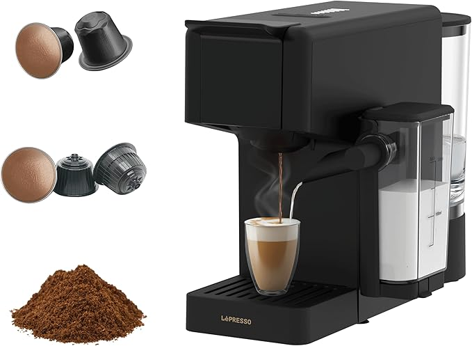 LePresso Crema Pro 1400W 3in1 Coffee Machine with Milk Tank 20-Bar GME Pump 7 Level - Black