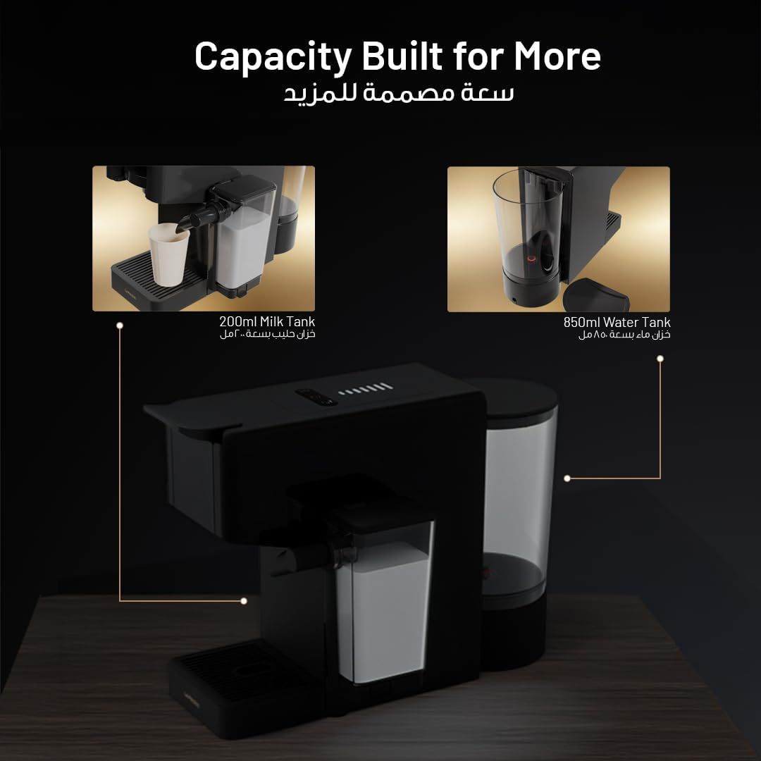 LePresso Crema Pro 1400W 3in1 Coffee Machine with Milk Tank 20-Bar GME Pump 7 Level - Black