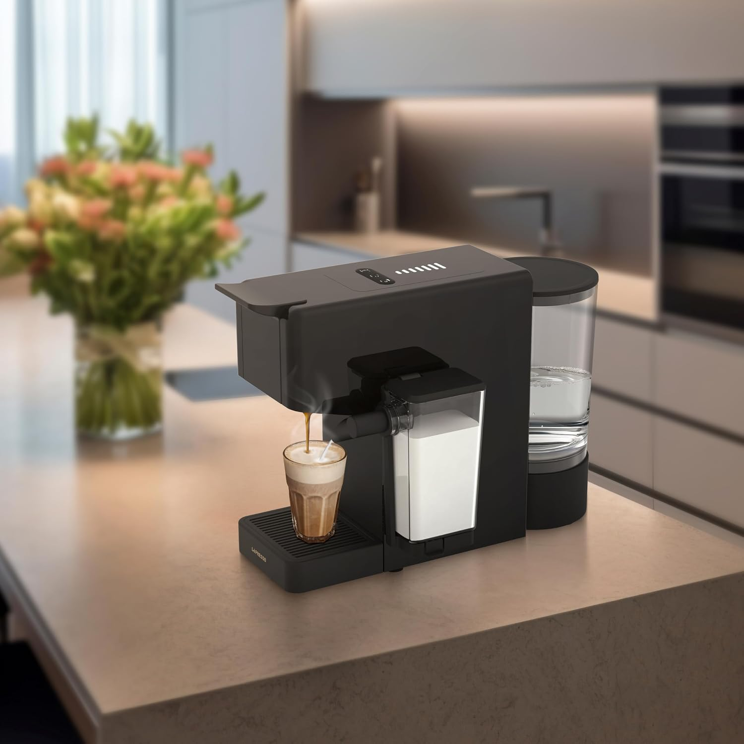 LePresso Crema Pro 1400W 3in1 Coffee Machine with Milk Tank 20-Bar GME Pump 7 Level - Black