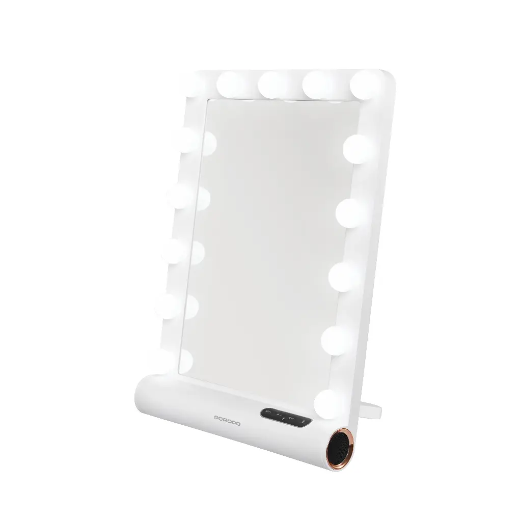 Porodo HollyWood Square Hollywood Vanity Mirror with Speaker 15 LED Bulb 12V