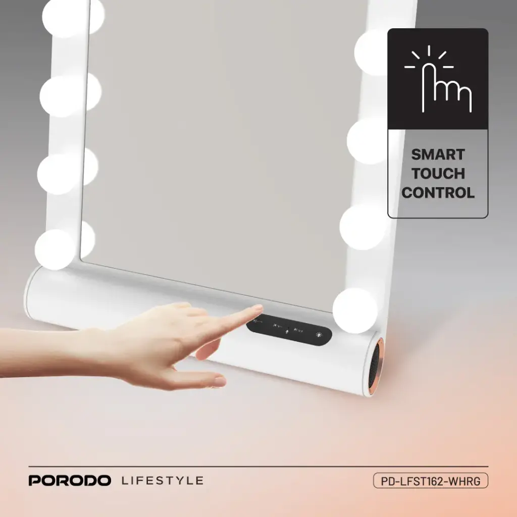 Porodo HollyWood Square Hollywood Vanity Mirror with Speaker 15 LED Bulb 12V